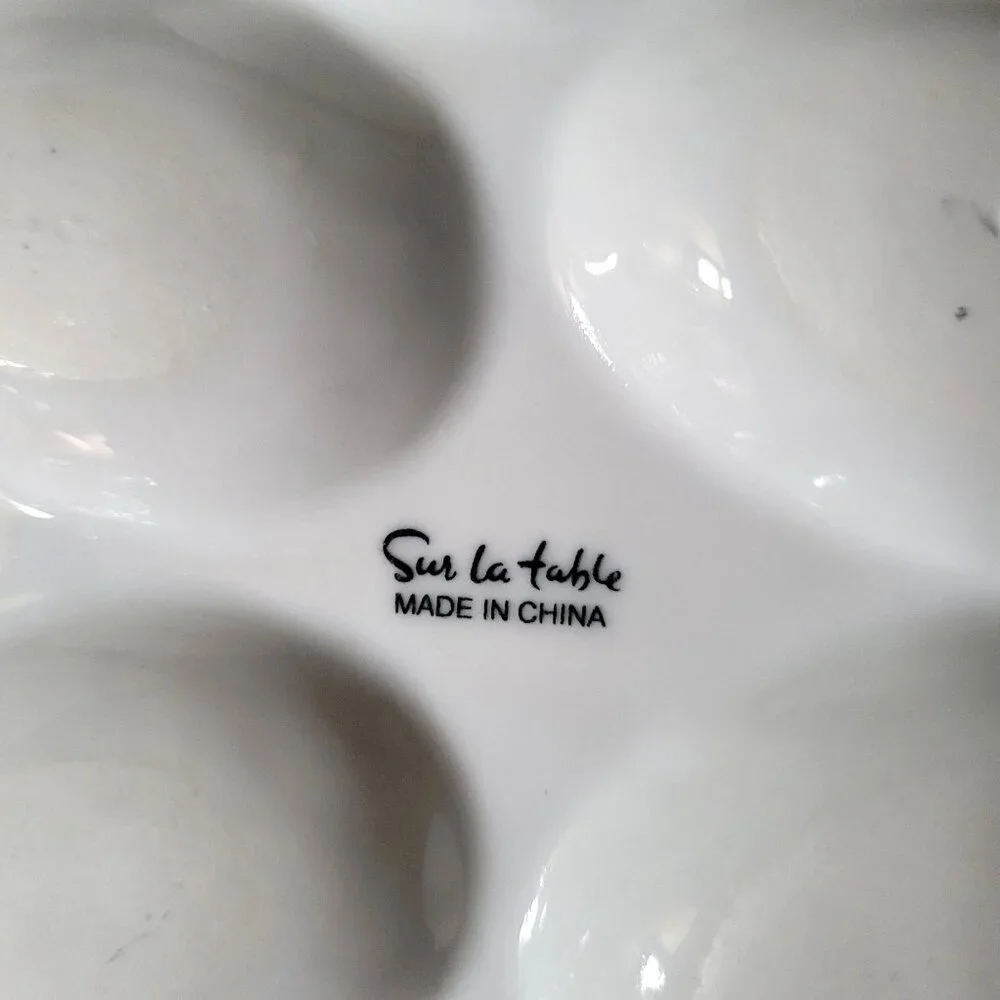 Sur La Table Porcelain Egg Platter, Egg-Shaped Deviled Egg Platter, Easter Eggs